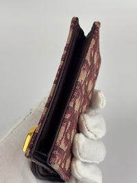 Red Oblique Canvas Saddle Bloom Card Holder Wallet - Glampot