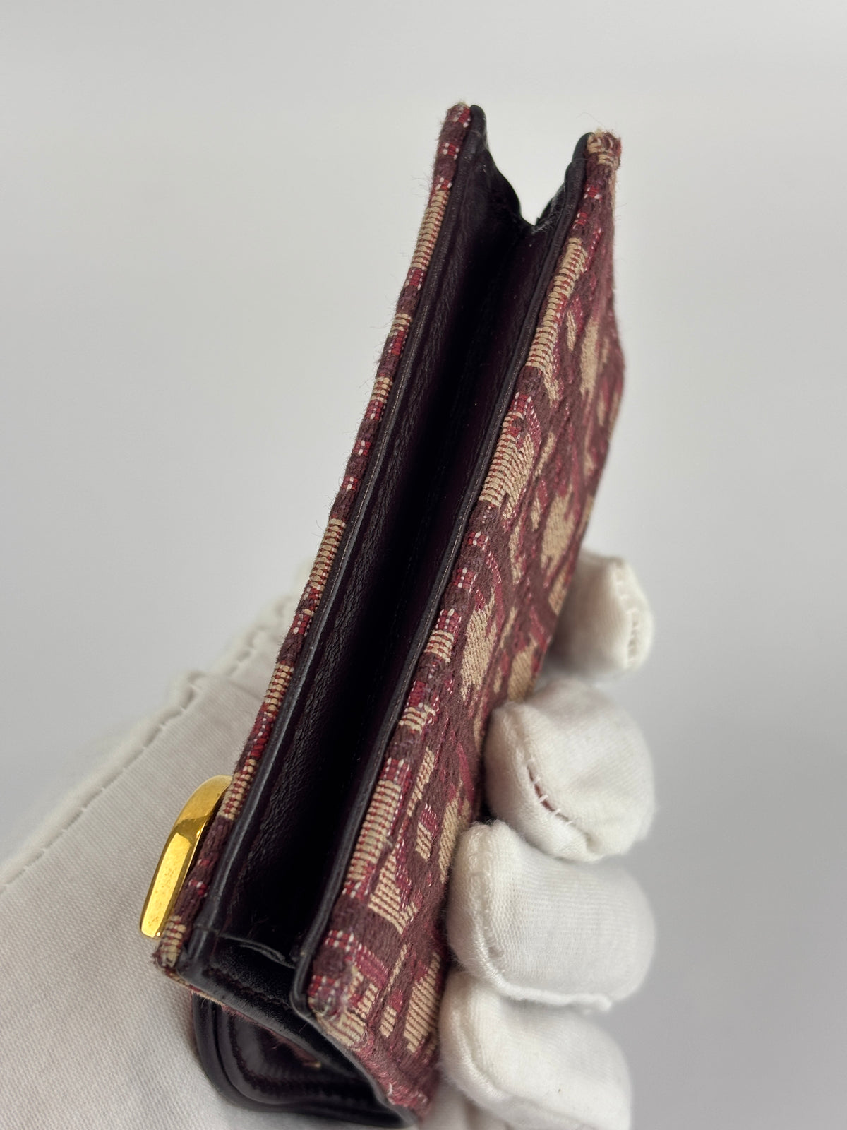 Red Oblique Canvas Saddle Bloom Card Holder Wallet - Glampot
