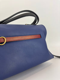Small Smooth Blue Calfskin Tricolor Ring Bag - Glampot