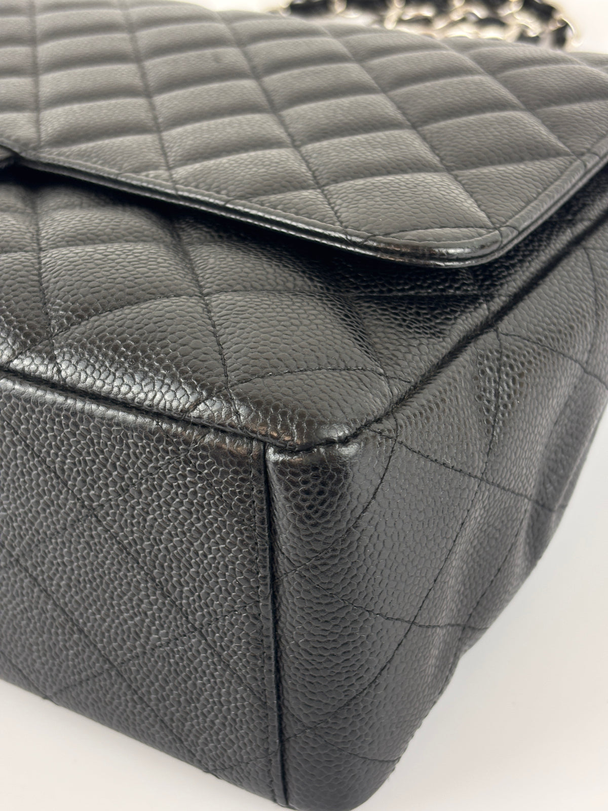 Maxi Classic Double Flap Bag Black Caviar Leather SHW - Glampot