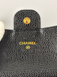 AP0212 Classic Flap Card Holder in Black Caviar GHW - Glampot