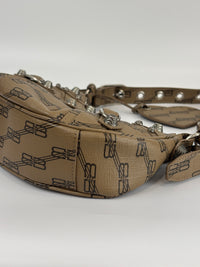 Le Cagole Extra Small Monogram Coated Canvas Shoulder Bag in Brown - Glampot