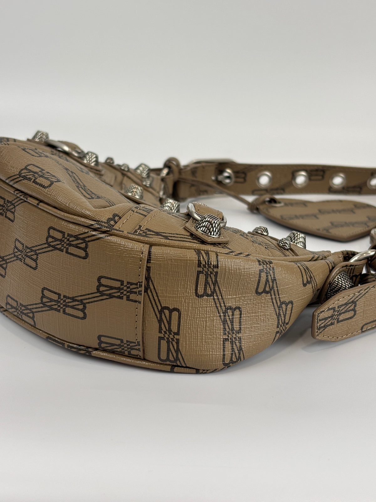 Le Cagole Extra Small Monogram Coated Canvas Shoulder Bag in Brown - Glampot