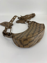 Le Cagole Extra Small Monogram Coated Canvas Shoulder Bag in Brown - Glampot