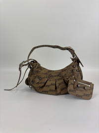 Le Cagole Extra Small Monogram Coated Canvas Shoulder Bag in Brown - Glampot