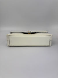 1BD1963 Bianco Saffiano Flap Shoulder Bag - Glampot
