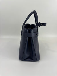Small Banner Tote in Navy Blue - Glampot