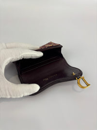 Red Oblique Canvas Saddle Bloom Card Holder Wallet - Glampot