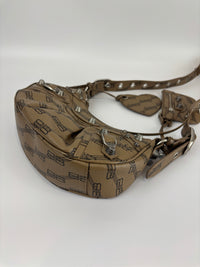 Le Cagole Extra Small Monogram Coated Canvas Shoulder Bag in Brown - Glampot