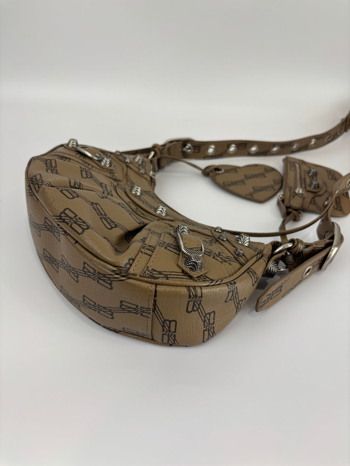 Le Cagole Extra Small Monogram Coated Canvas Shoulder Bag in Brown - Glampot