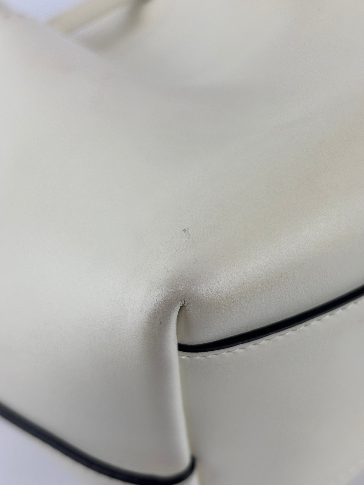 Jimmy Choo Small Bon Bon Leather Bucket Bag in White - Glampot