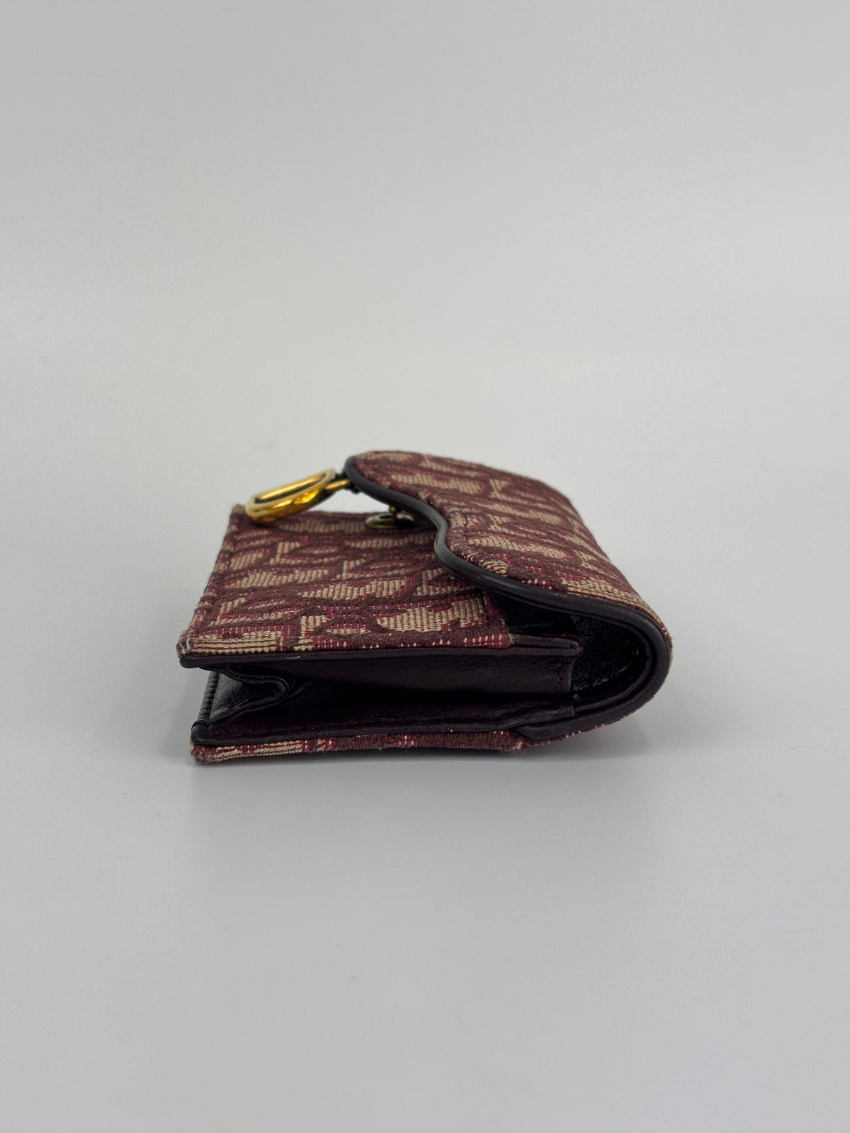 Red Oblique Canvas Saddle Bloom Card Holder Wallet - Glampot