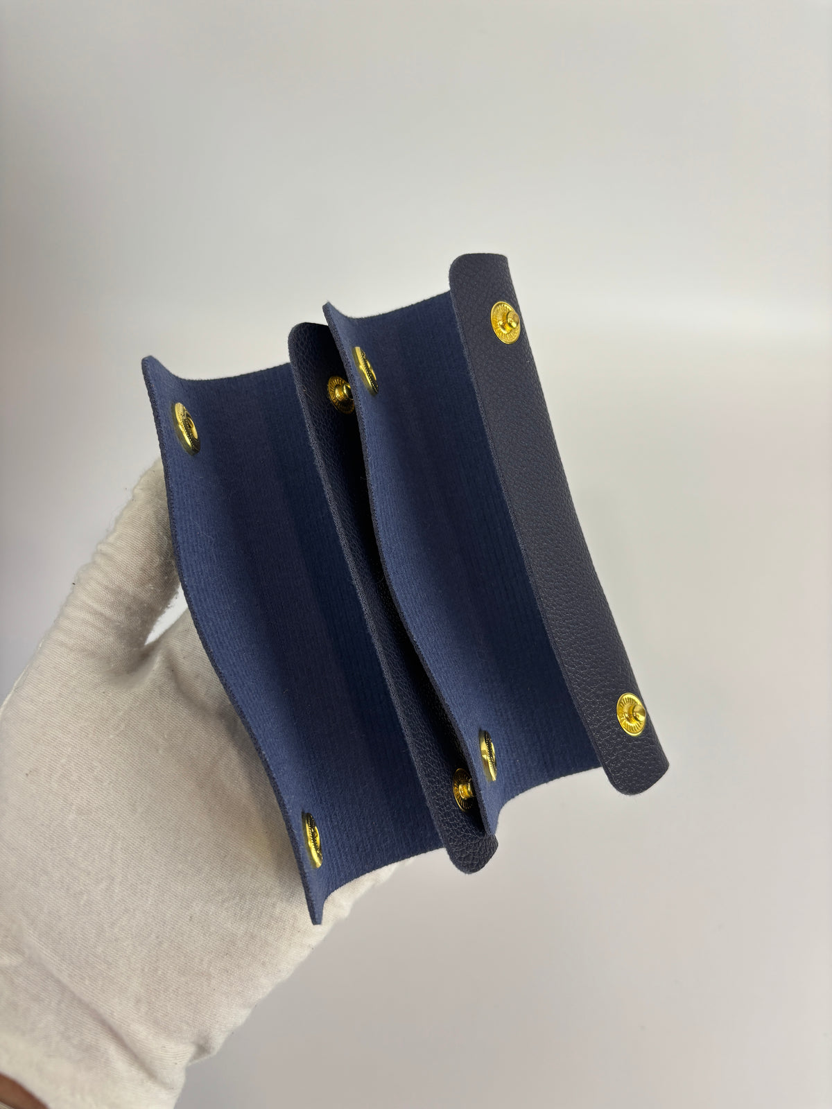 Small Smooth Blue Calfskin Tricolor Ring Bag - Glampot