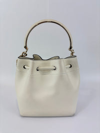 Jimmy Choo Small Bon Bon Leather Bucket Bag in White - Glampot