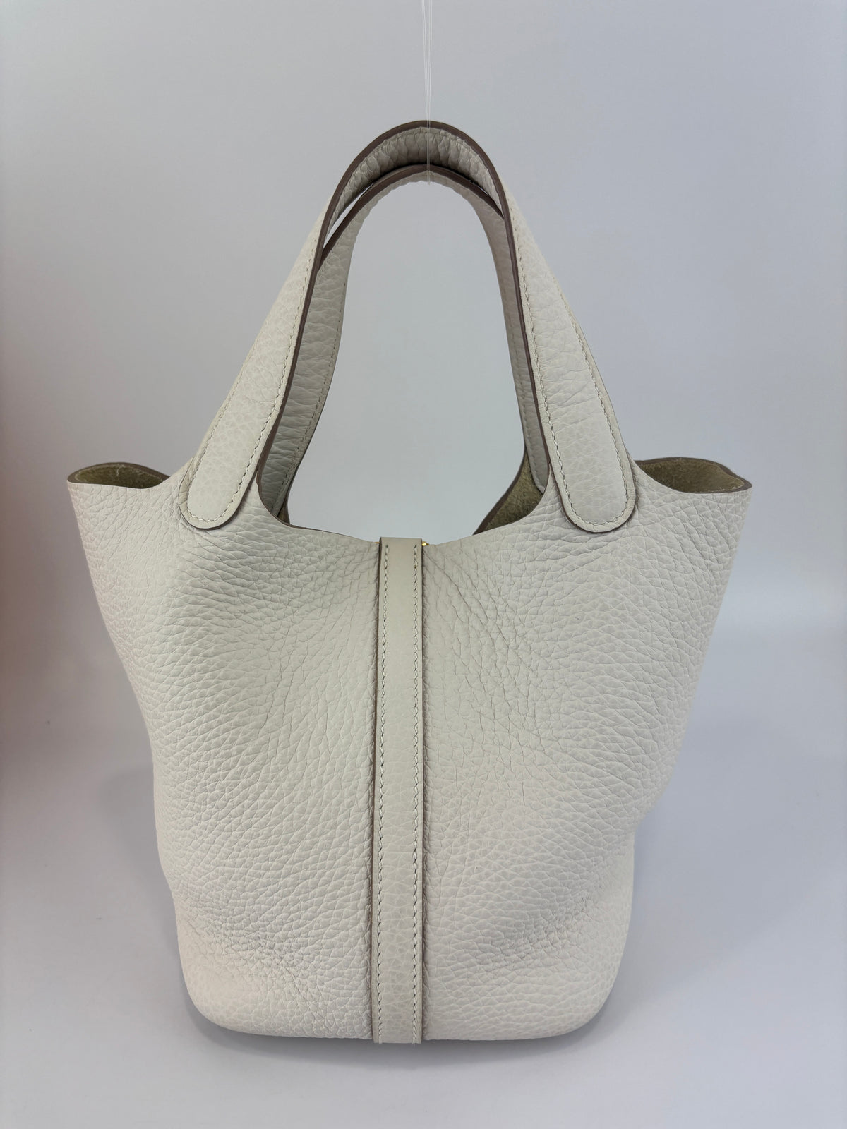 Hermès New White Picotin 18 Clemence Leather Gold Hardware - Glampot