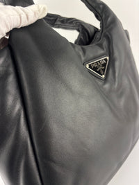1BG413 Medium Padded Soft Nappa Leather Bag Black - Glampot