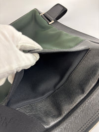 Black Taiga Leather / Green Beluga Messenger Bag - Glampot