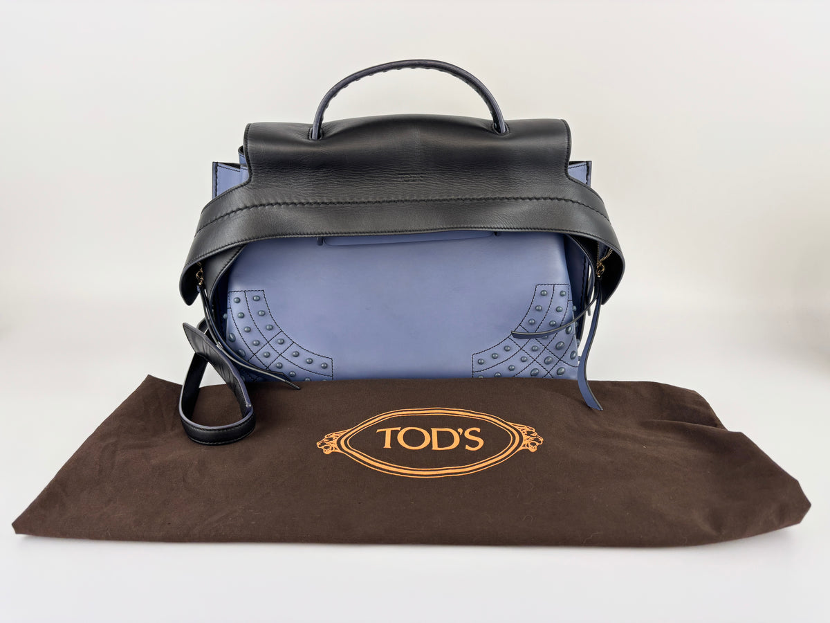 Black / Blue Calf Leather Medium Wave Bag - Glampot