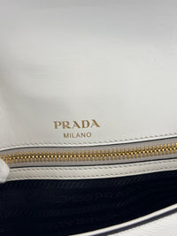 1BD1963 Bianco Saffiano Flap Shoulder Bag - Glampot