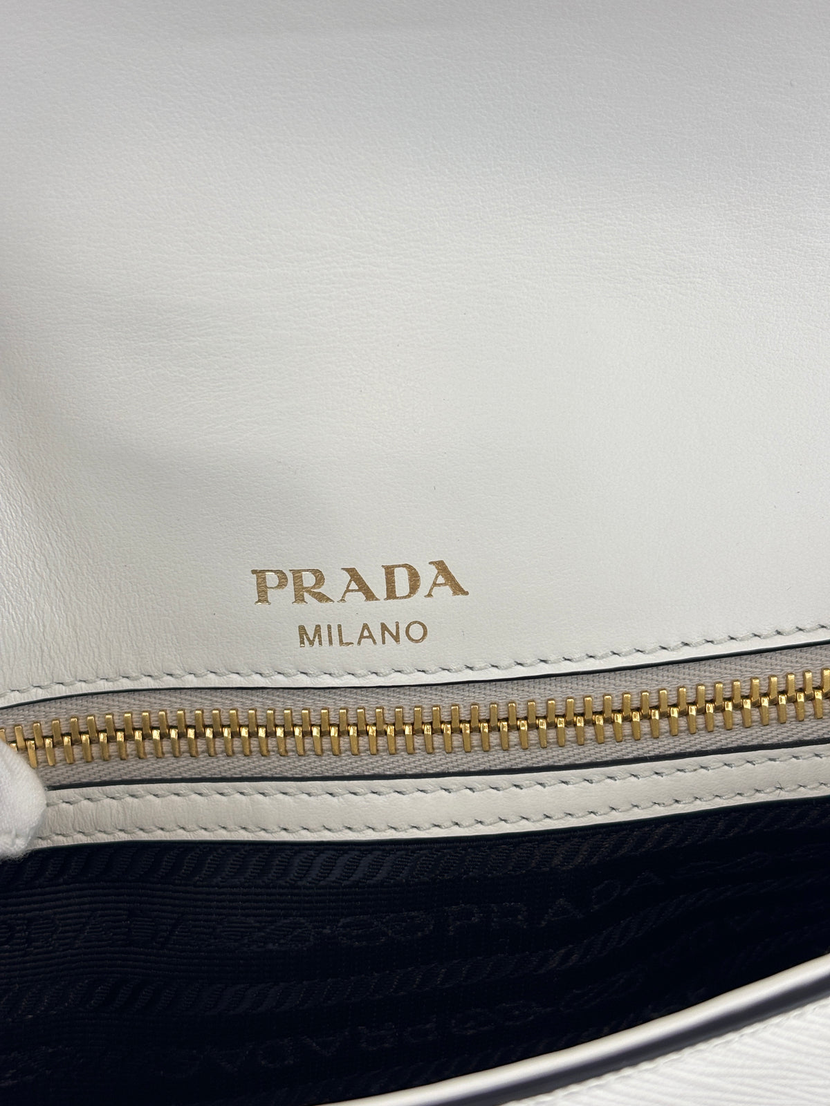 1BD1963 Bianco Saffiano Flap Shoulder Bag - Glampot