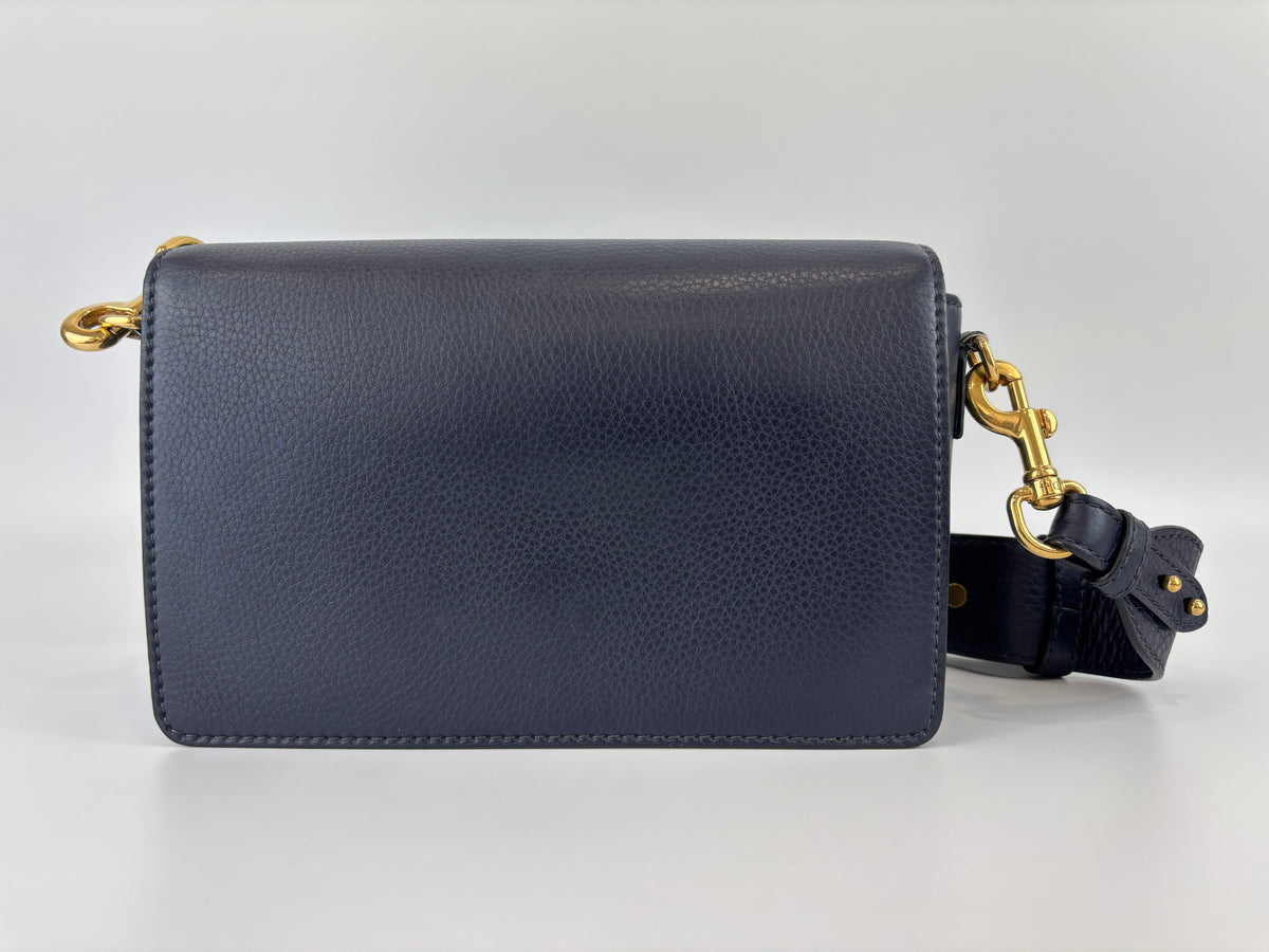 Dior Dio(r)evolution Flap Bag in Navy Calfskin GHW - Glampot