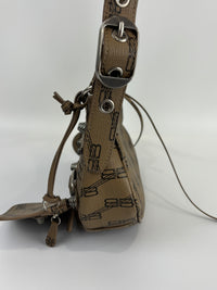 Le Cagole Extra Small Monogram Coated Canvas Shoulder Bag in Brown - Glampot