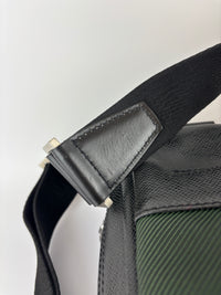 Black Taiga Leather / Green Beluga Messenger Bag - Glampot