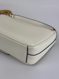 1BD1963 Bianco Saffiano Flap Shoulder Bag - Glampot