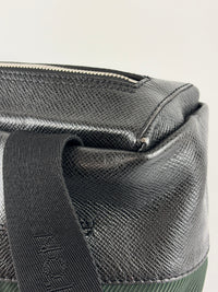 Black Taiga Leather / Green Beluga Messenger Bag - Glampot