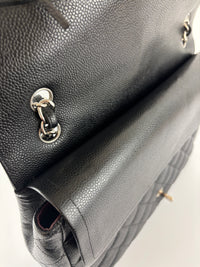 Maxi Classic Double Flap Bag Black Caviar Leather SHW - Glampot