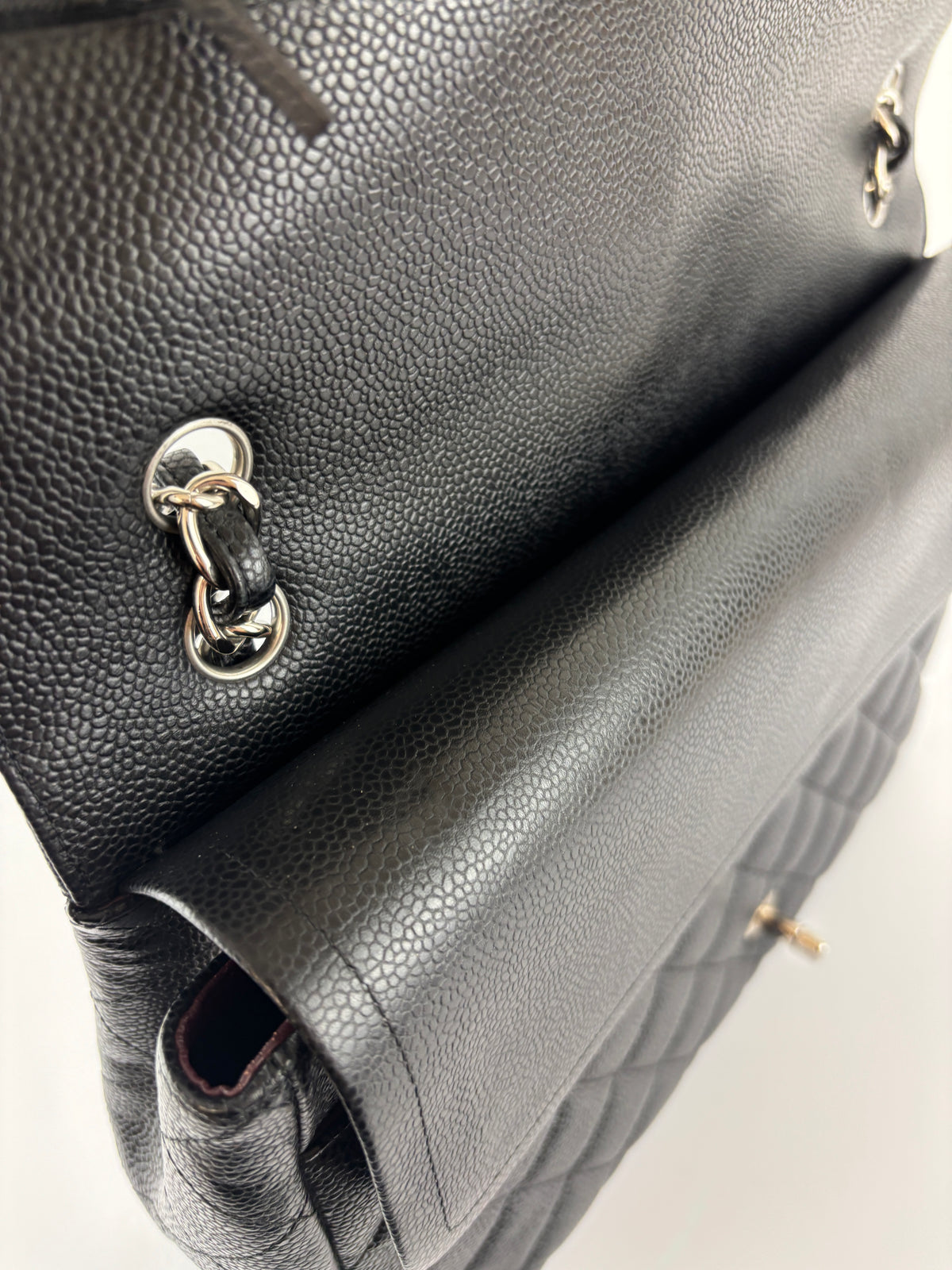 Maxi Classic Double Flap Bag Black Caviar Leather SHW - Glampot