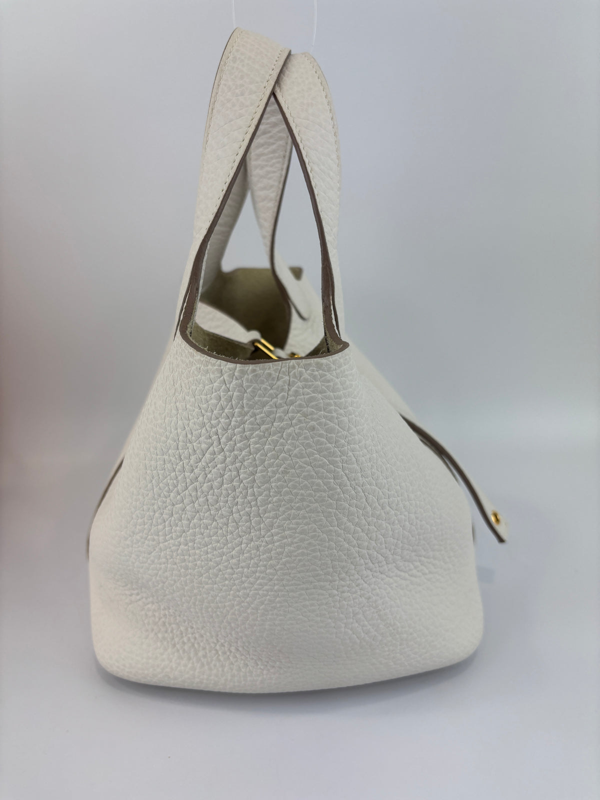 Hermès New White Picotin 18 Clemence Leather Gold Hardware - Glampot