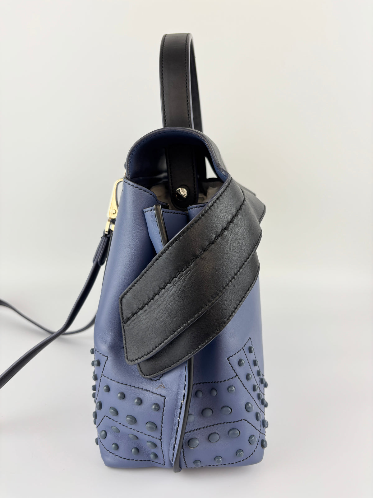 Black / Blue Calf Leather Medium Wave Bag - Glampot