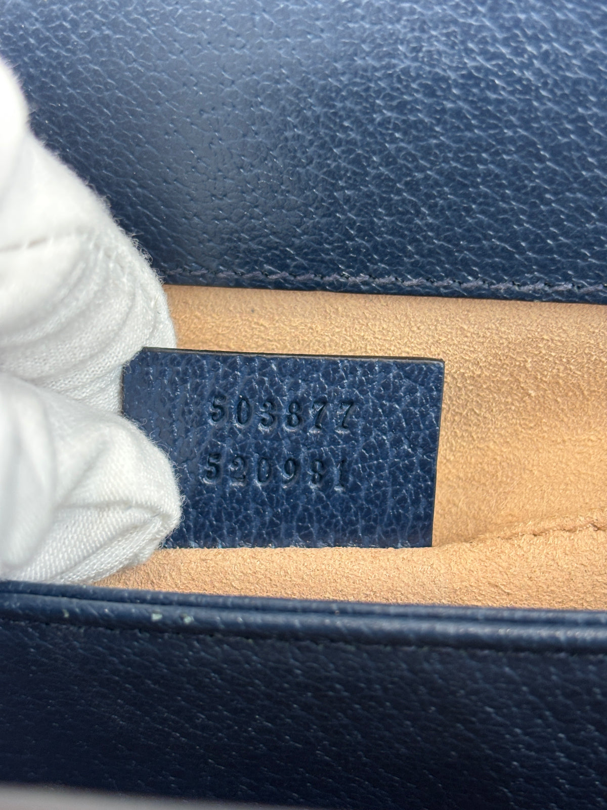 Gucci Ophidia Small Chain GG Web Shoulder Bag in Navy Calfskin - Glampot