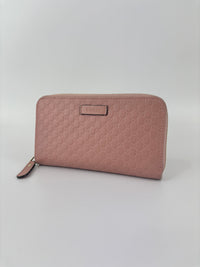Gucci Microguccissima Zip Around Long Wallet in Dusty Pink - Glampot