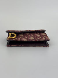 Red Oblique Canvas Saddle Bloom Card Holder Wallet - Glampot