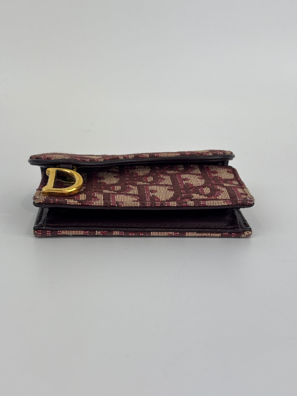 Red Oblique Canvas Saddle Bloom Card Holder Wallet - Glampot