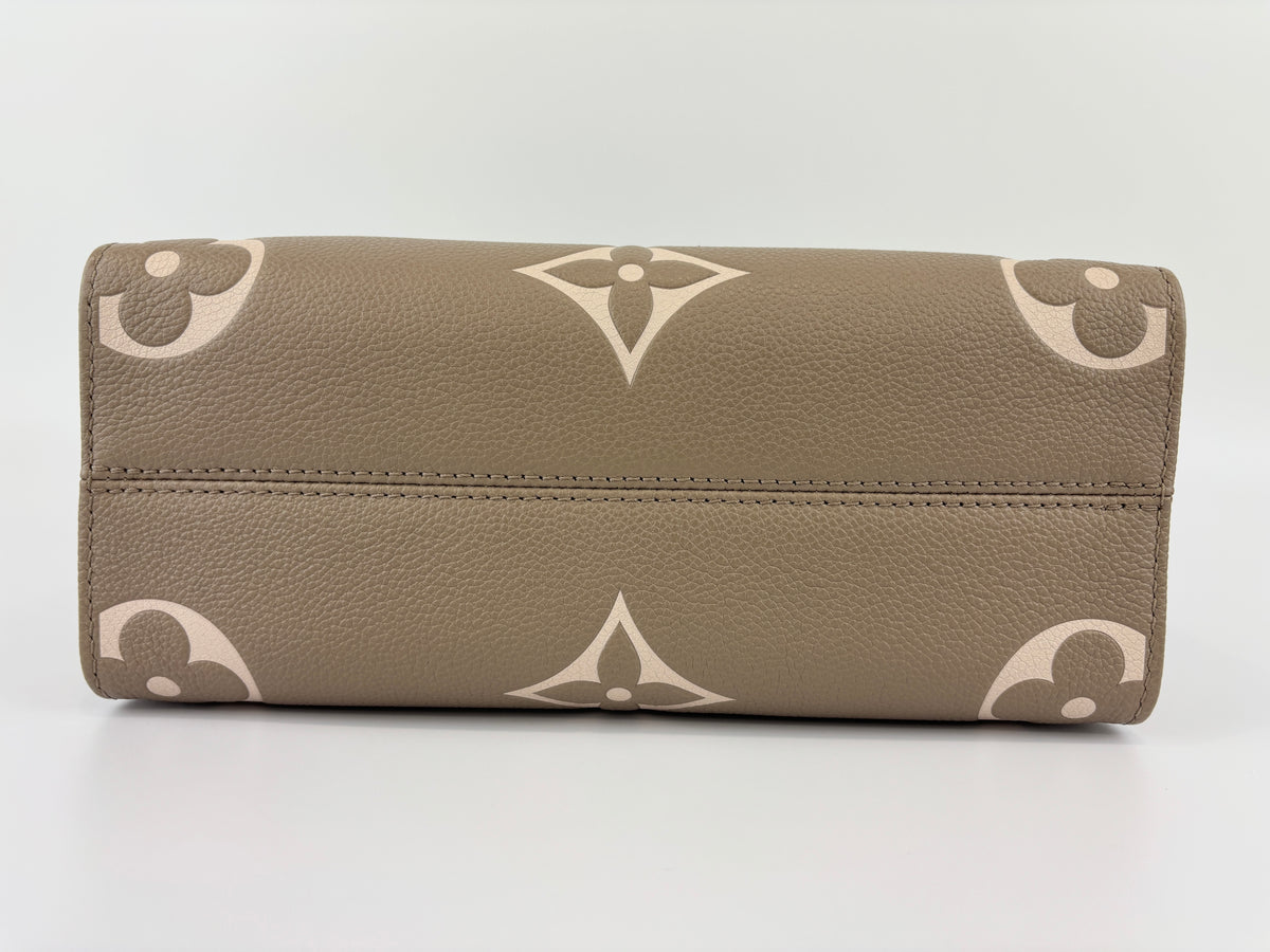 Louis Vuitton OnTheGo PM Bicolour Monogram Empreinte Tourterelle/Creme - Glampot
