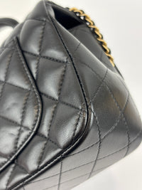 Chanel AS2431 Mini Rectangular Flap Bag with Top Handle in Black Lambskin LGHW - Glampot