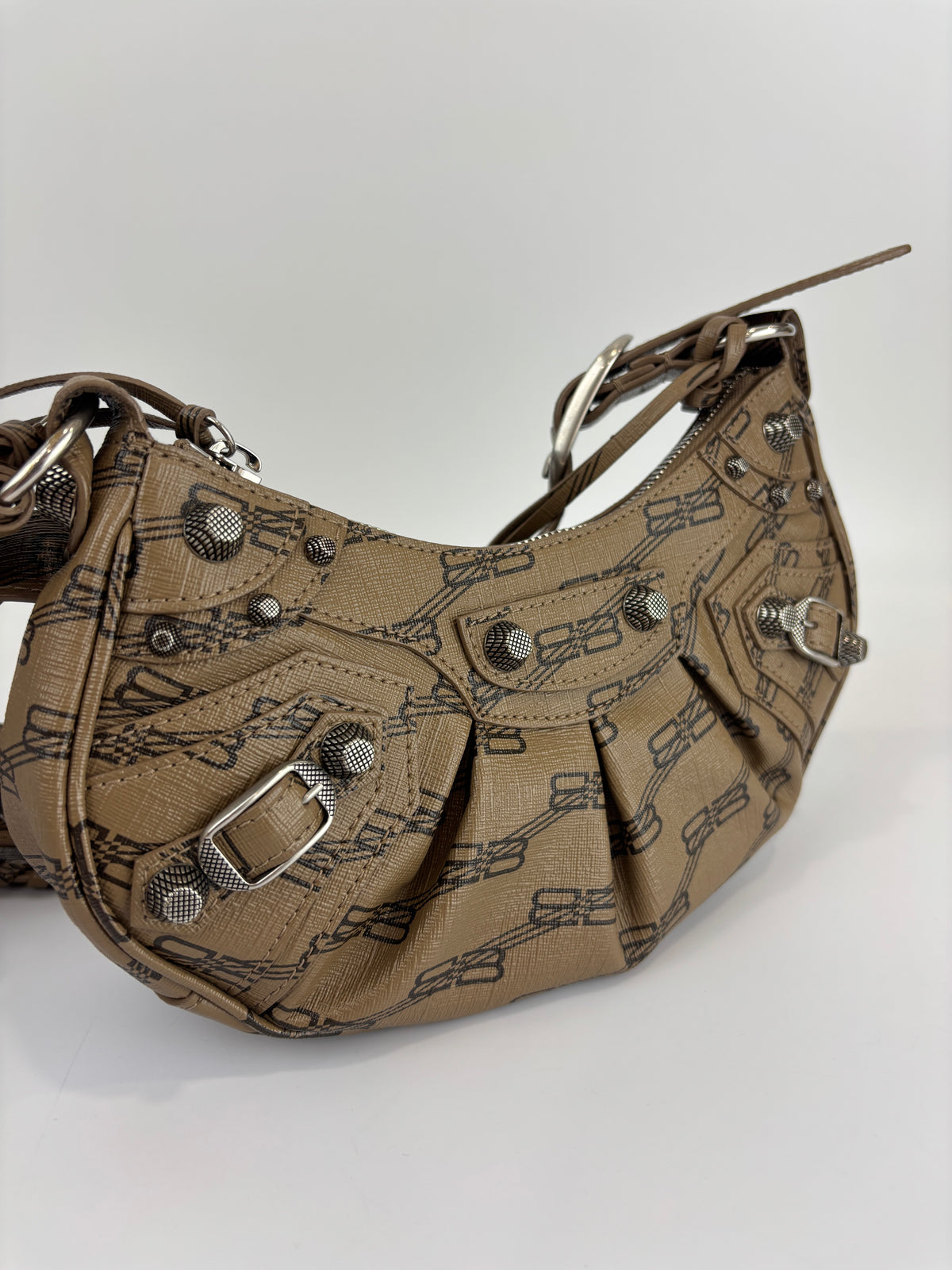Le Cagole Extra Small Monogram Coated Canvas Shoulder Bag in Brown - Glampot