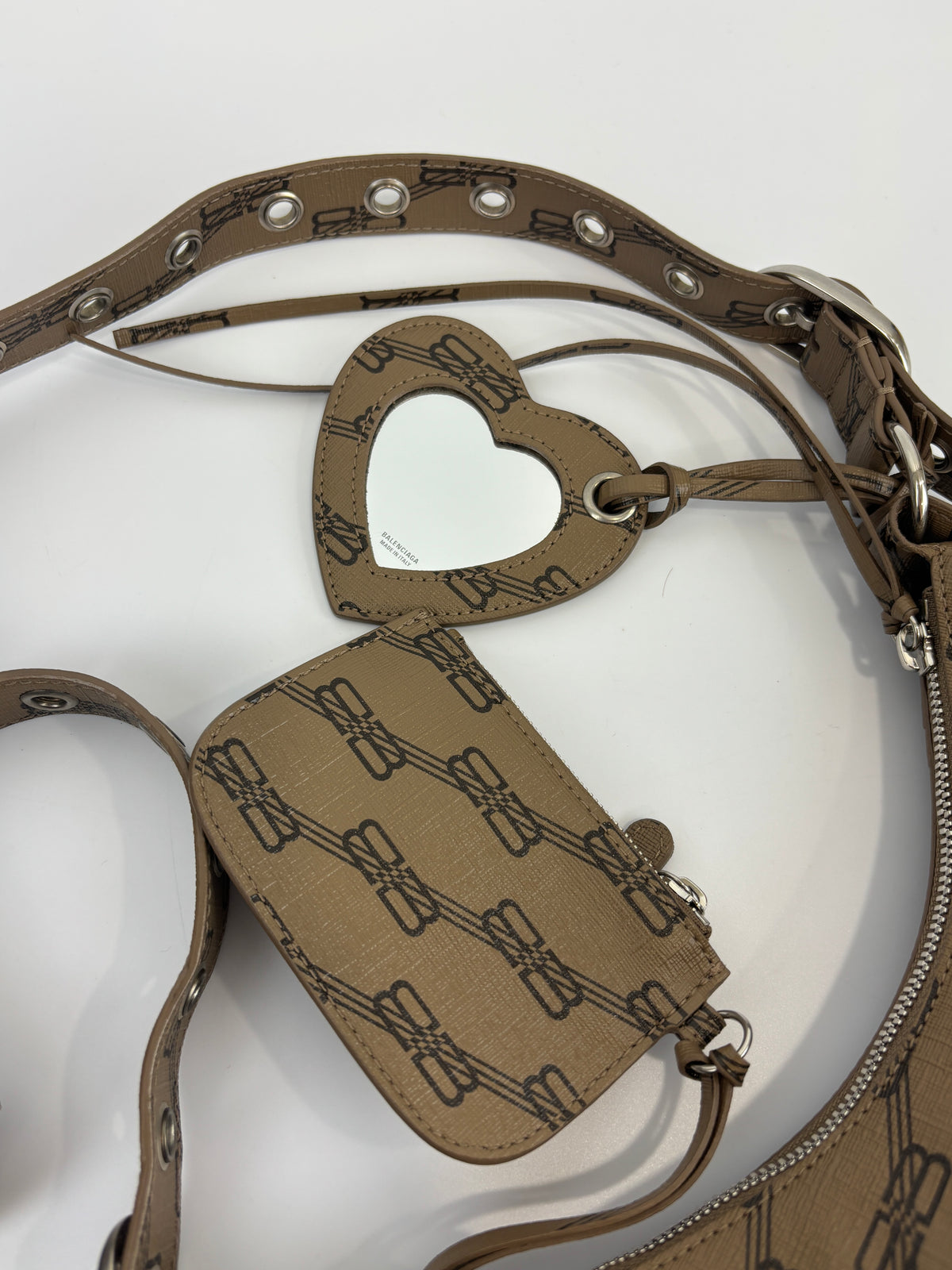 Le Cagole Extra Small Monogram Coated Canvas Shoulder Bag in Brown - Glampot