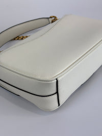 1BD1963 Bianco Saffiano Flap Shoulder Bag - Glampot