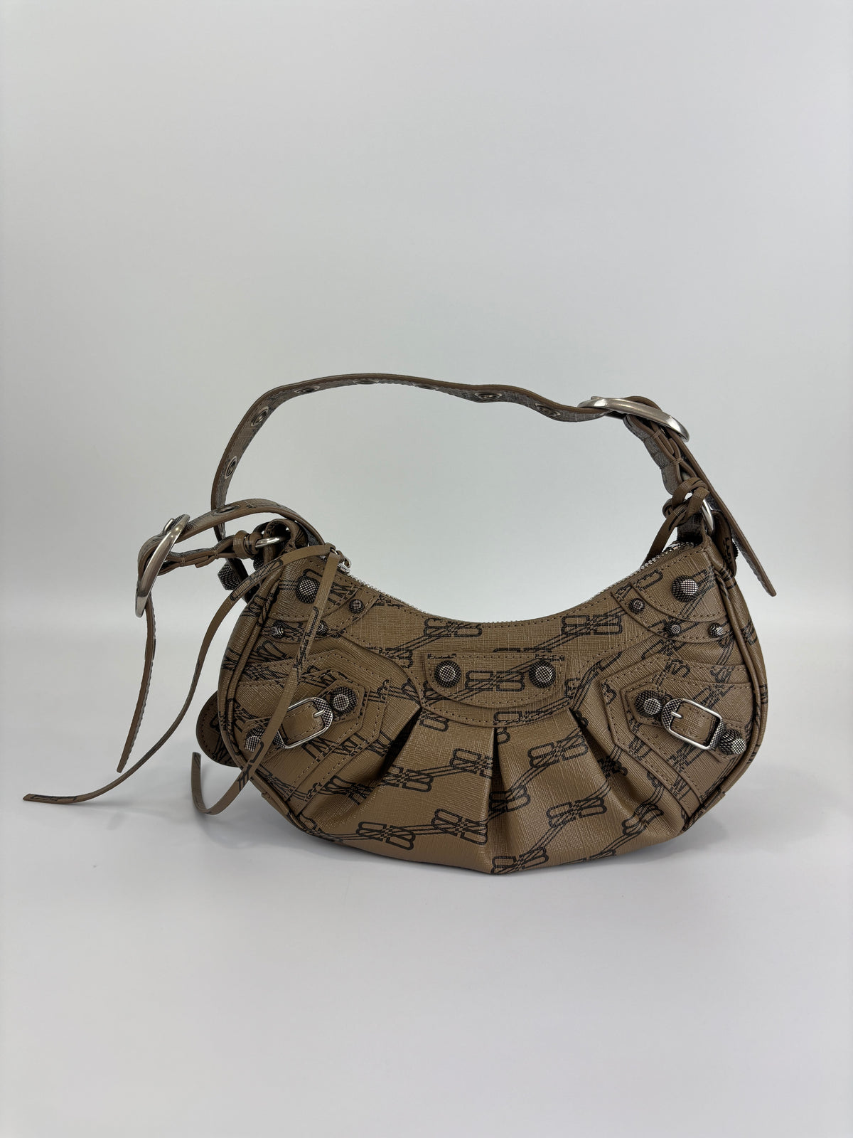 Le Cagole Extra Small Monogram Coated Canvas Shoulder Bag in Brown - Glampot