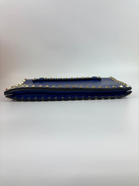 Valentino Garavani Rockstud Clutch in Navy - Glampot