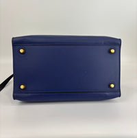 Small Smooth Blue Calfskin Tricolor Ring Bag - Glampot