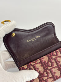 Red Oblique Canvas Saddle Bloom Card Holder Wallet - Glampot