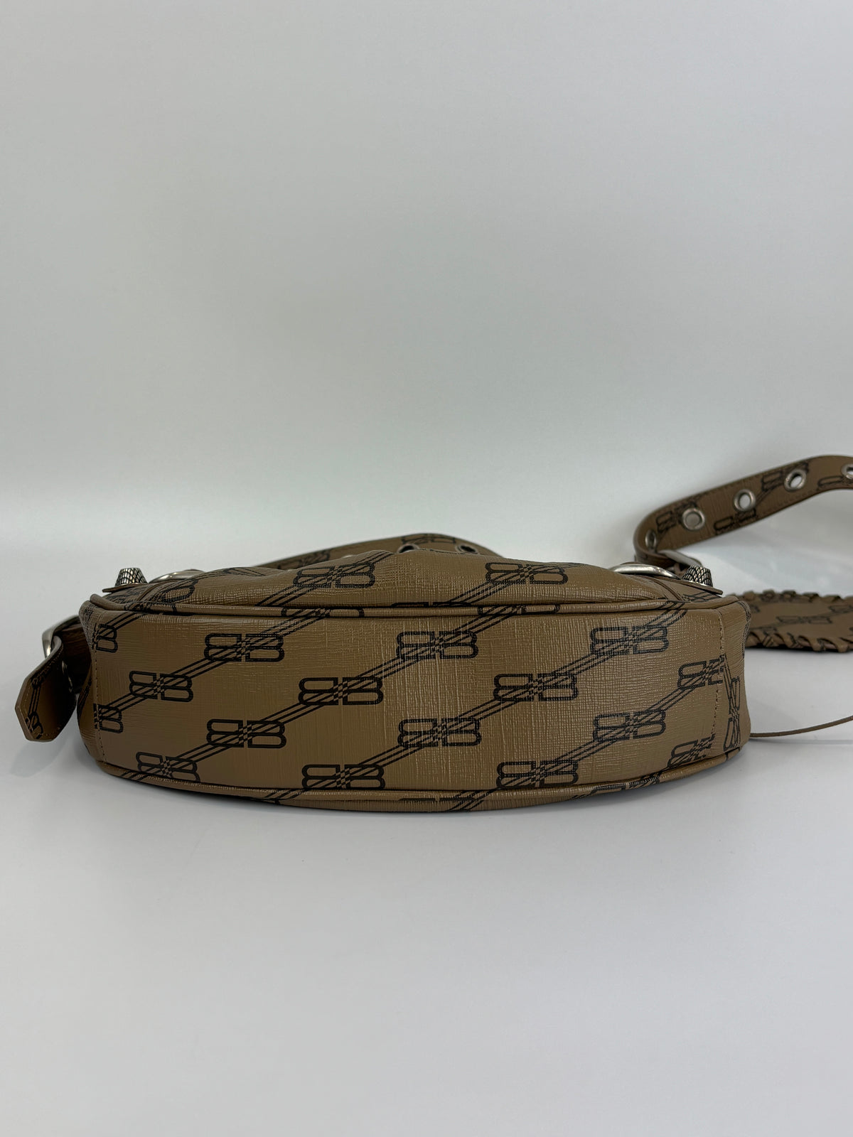 Le Cagole Extra Small Monogram Coated Canvas Shoulder Bag in Brown - Glampot