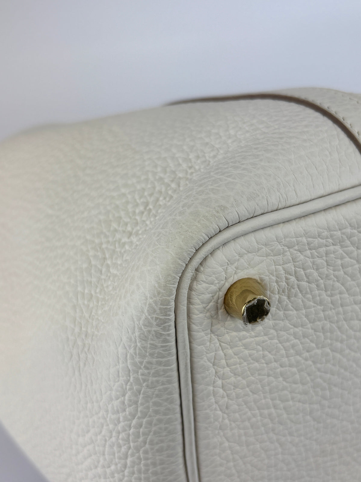 Hermès New White Picotin 18 Clemence Leather Gold Hardware - Glampot