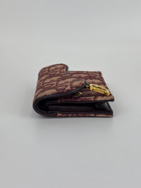 Red Oblique Canvas Saddle Bloom Card Holder Wallet - Glampot