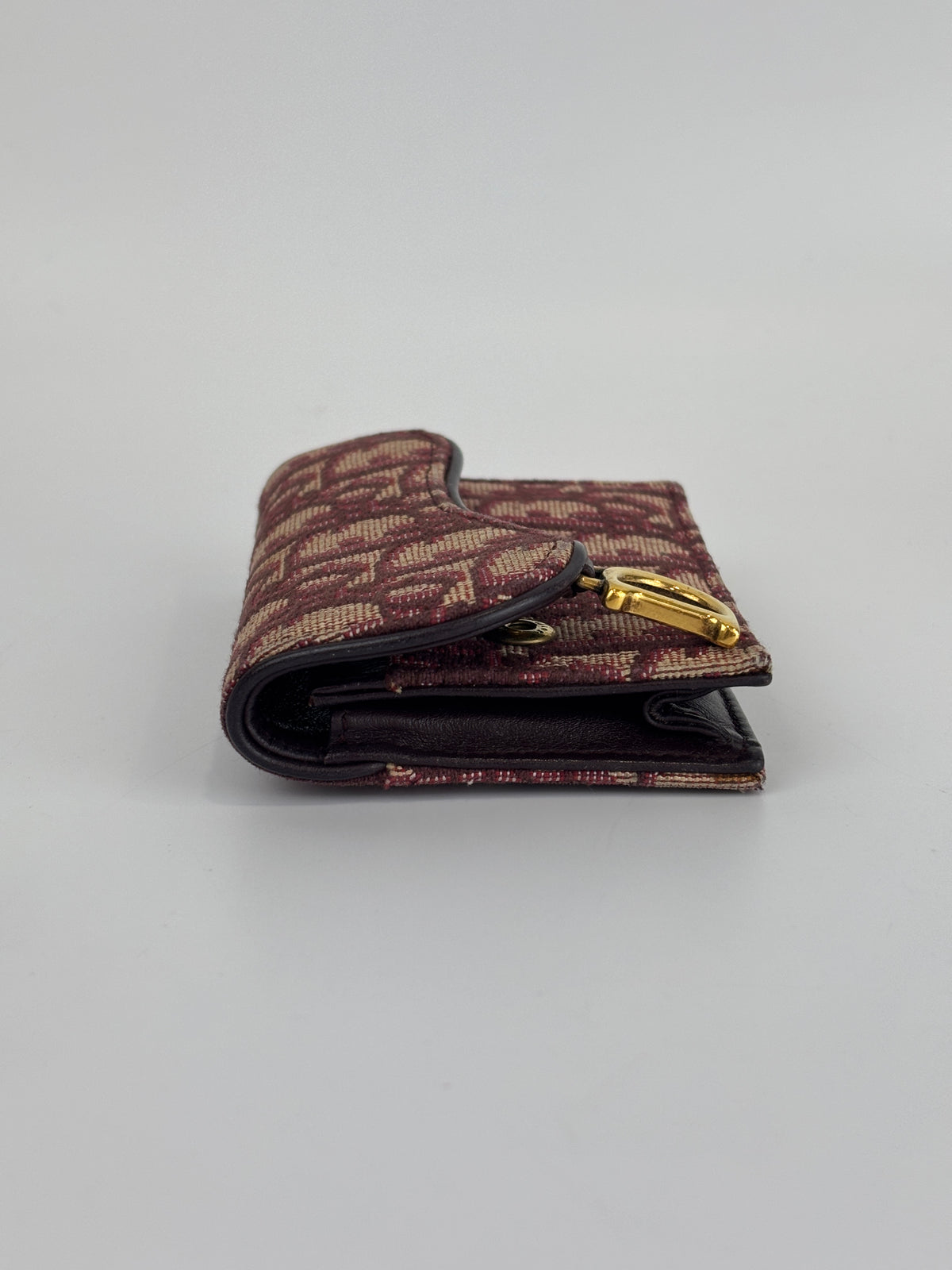 Red Oblique Canvas Saddle Bloom Card Holder Wallet - Glampot
